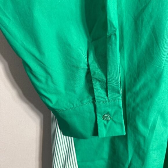 Caryn Lawn Preppy Gameday Back Stripe Mini Shirt Dress Womens One Size Green NWT - Picture 8 of 14